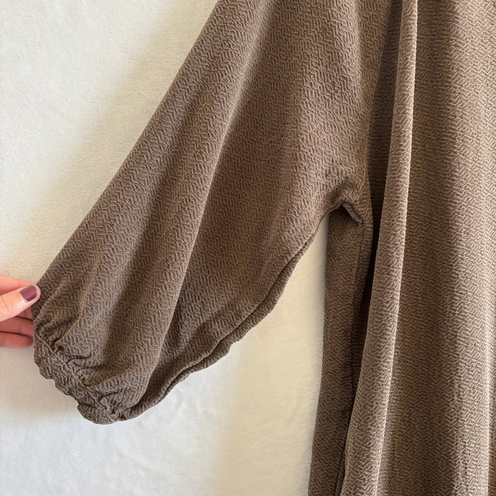 neve & hawk brown textured midi dress size small - Picture 3 of 10